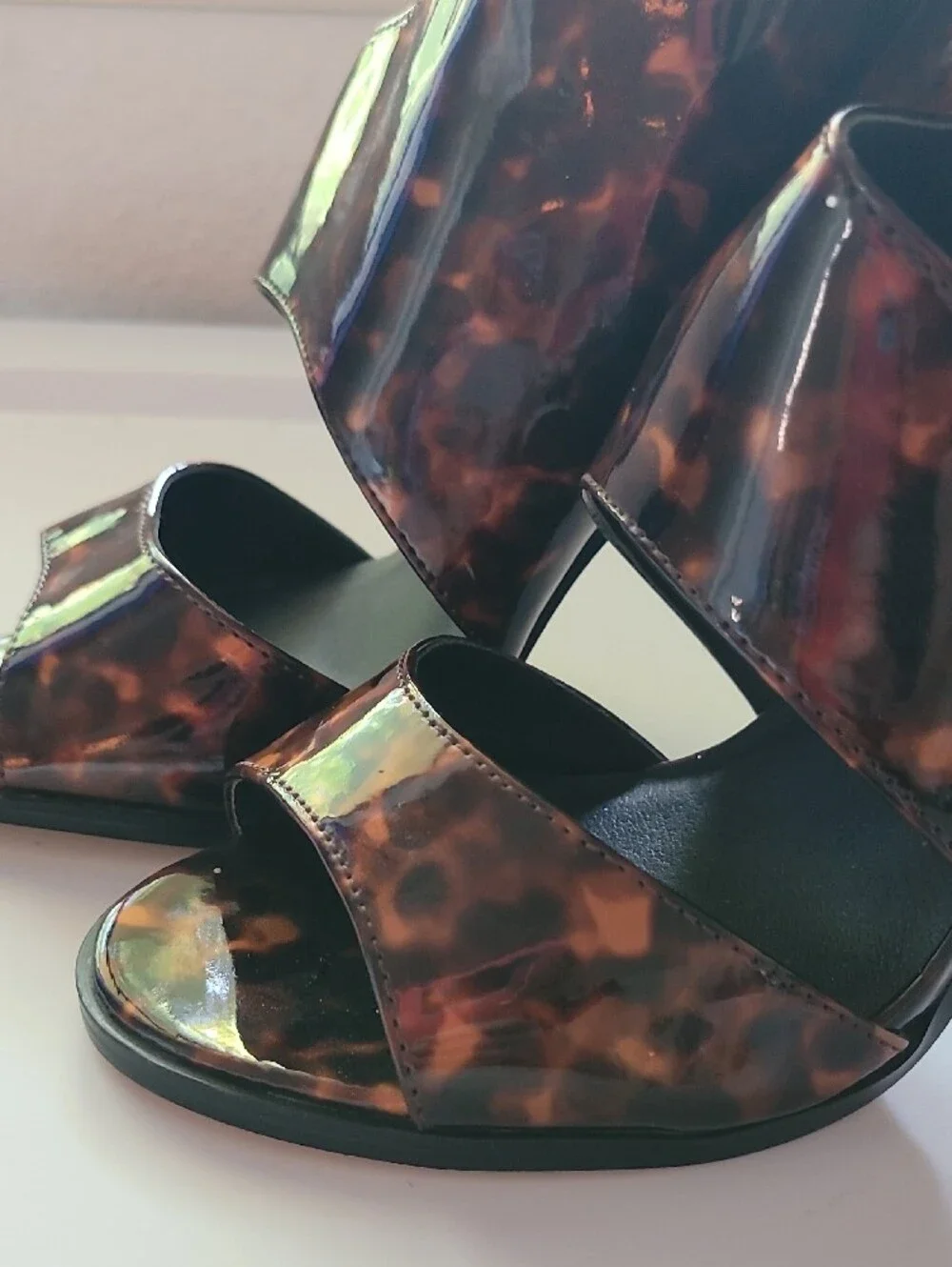 Michael Antonio Tortoiseshell Patent Open-Toe Heels NEW 8.5